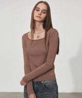 MINIMAL SQUARE LS KNIT_KHAKI