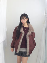Milkfur high neck suede jumper