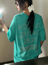Back Piece Hotfix Stud Vivid Oversized T-Shirt 3color