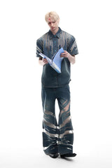 メッシュパネルデニムシャツ
