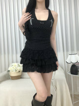 Cubic Cross Dot Halter Top