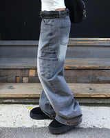 Pocket dark denim pants