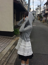 エルン スリム ボタン フード シースルー カーディガン