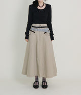 オープンスタッド Uネック ラウンドロング-sleeved T-shirt
