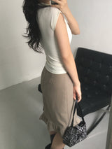 ハーフネックピンタックショートスリーブT