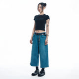 Cut-off Capri Denim Pants - MEDIUM BLUE