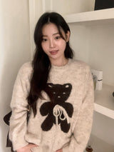 #テディベアリボンルーズニット (3color)