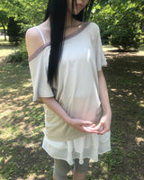Doen Lace Off-Shoulder Short Sleeve T-Shirt