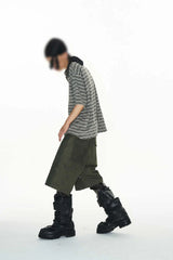ストライプパッチワークポロTシャツ