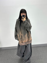 フレームウォッシュドフーディドジップアップ