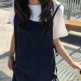 ロエンディレイヤードビスチェショートスリーブロングドレス 2 カラーズ