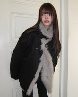 Deuen High-Neck Quilted Faux Fur Suede Shearling Jacket