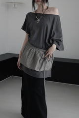 レイヤードシャーリングシフォンスカート (3color)