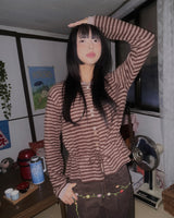 (3color) Ribbon Border Hairy Knit Cardigan