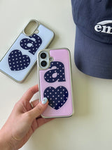 NAVY DOTTY LOVE PINK Silver Epoxy Case