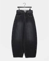 Benil Studded バルーンフィットウォッシングデニムロングパンツ