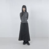 Folded check maxi skirt 001