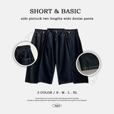 [Short & basic choice*] pai 3カラー サイドピンタックデニムワイドパンツ
