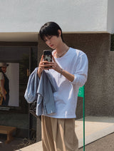 [1+1] コア ベーシック Uネック ロングスリーブ Tシャツ