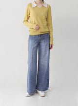 Classic Color Matching Collar Knit