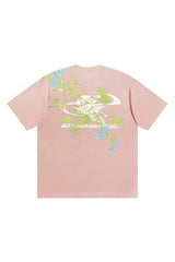 フローラルエンブロイダードロゴTシャツ