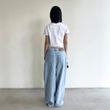 Tiberinus - バギーフローウィジーンズ - スラウチーレッグジーンズ - Sky Blue - Cotton Denim