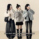 Cyan collar neck popgle short jacket 