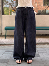 Non-Fade Stitch Wide Denim Pants (2color)