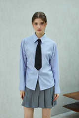 LOWELL SLIM FIT STRIPE SHIRRLING SHIRT / SKY BLUE