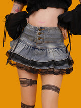 lace toto denim skirt (속바지/2color)