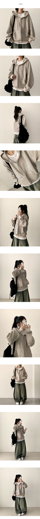 TIG Oversized-fit Soft Knitwear Hooded Zip-Up