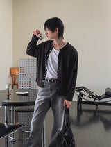 Nova Crop Heathered Round Cardigan