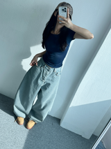 バックスリットポイントUネックショートスリーブ🩵🖤❤💙 - 4 カラーズ