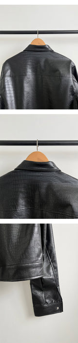[S/S] Leather crop jacket
