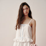 Ribbon Frill Sleeveless (White)
