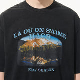 ウォッシュドプリンティドマウンテンTシャツ