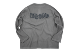 Damaged waffle button long sleeve t-shirts gray