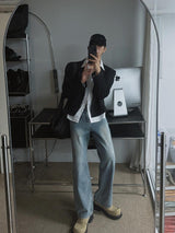 ASCLO Brush Wash Semi Wide Denim Pants (3color)