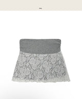 [ mauve vintage🌹 ] petal rose lace shirring mini sk