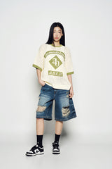 25SS アートワークリンガー半袖ニット アイボリー