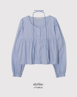 ロマンティックレースシャーリングブラウス + タイセット (4color)