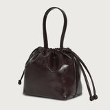 Leather Dumpling Bucket Bag - Brown