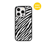 【MADE】ブラック&ホワイト ゼブラ iPhoneケース [Glossy Glass/Magsafe]