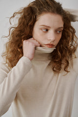 Basic turtle neck T-shirts (Beige)