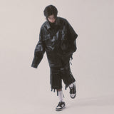 glossy strap shirt_black