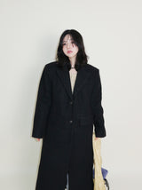 Stutch Solid Wool Long Coat (Lining Fleece-lined)