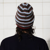 LOGO STRIPE BEANIE / BRICK