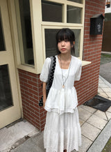Bonomi Vintage Punching Tiered Banding Long Skirt