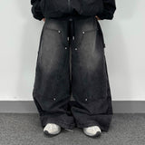 zipper carpenter double-knee pants