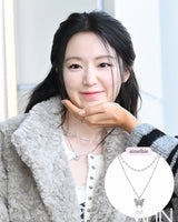 [(G)I-DLE Shuhua Necklace] Mystique Butterfly Layered Necklace - Silver color